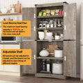 71" Tall Farmhouse Kitchen Pantry Cabinet, 5 Layers Storage Cabinet with Adjustable Shelves, Farmhouse Pantry Cabinet with 4 Barn Doors for Kitchen, Dining Room, Bathroom, Living Room, Rustic White